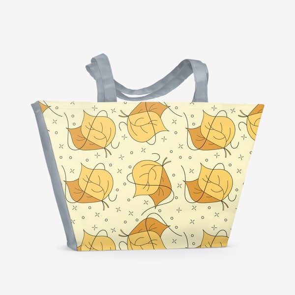 Пляжная сумка «Осенние желтые листья - Дудл паттерн»