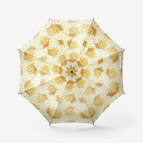 Зонт «Осенние желтые листья - Дудл паттерн»