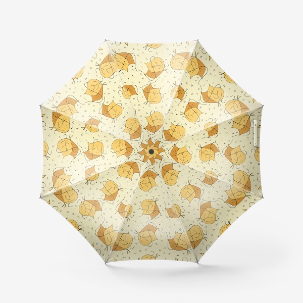 Зонт «Осенние желтые листья - Дудл паттерн»