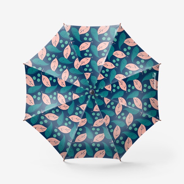 Зонт «Листья на синем - сказочный узор»