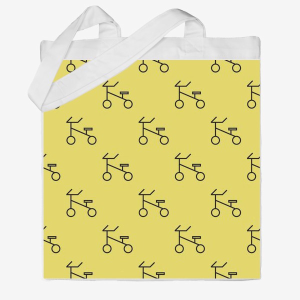 Сумка хб «Велосипеды на желтом фоне»
