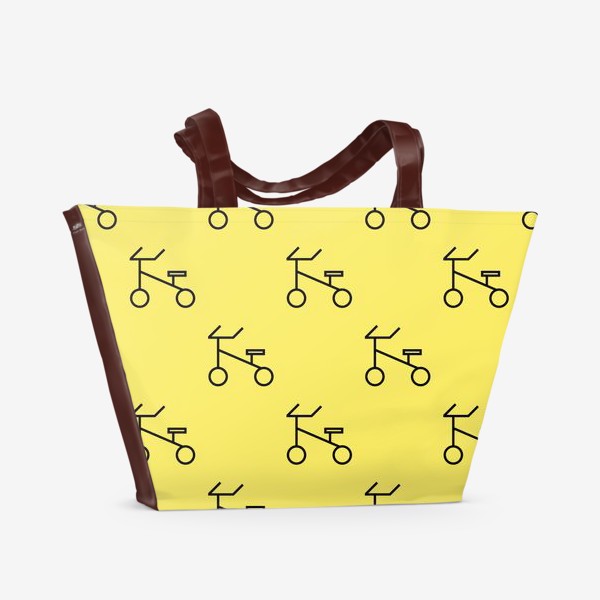 Пляжная сумка «Велосипеды на желтом фоне»