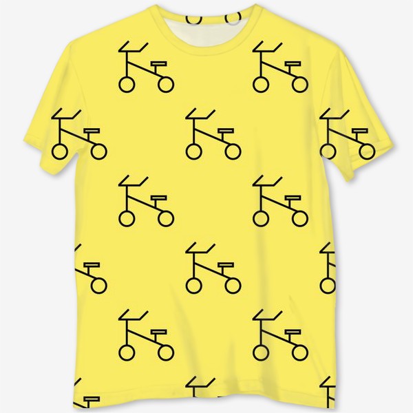 Футболка с полной запечаткой &laquo;Велосипеды на желтом фоне&raquo;