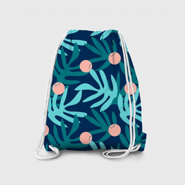 Рюкзак «Тропические растения и ягоды на синем фоне»