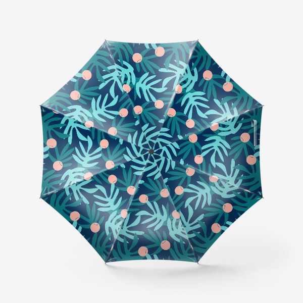 Зонт &laquo;Тропические растения и ягоды на синем фоне&raquo;