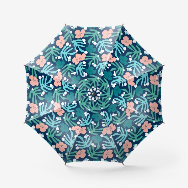 Зонт «Тропические растения и розовые цветы»