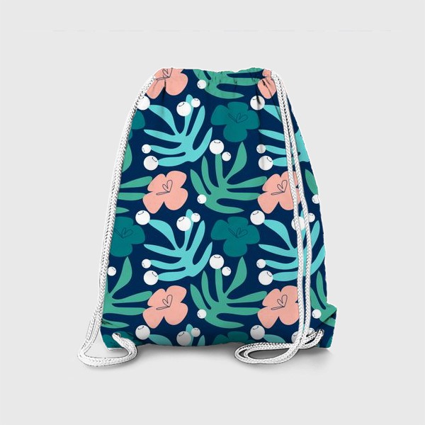 Рюкзак «Тропические растения и розовые цветы»