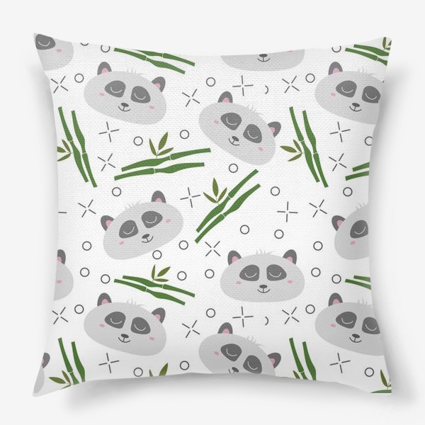 Подушка «Милая панда с бамбуком - Узор»
