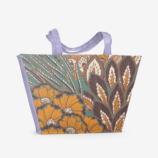 Пляжная сумка &laquo;Восточный растительный орнамент в осенней палитре&raquo;