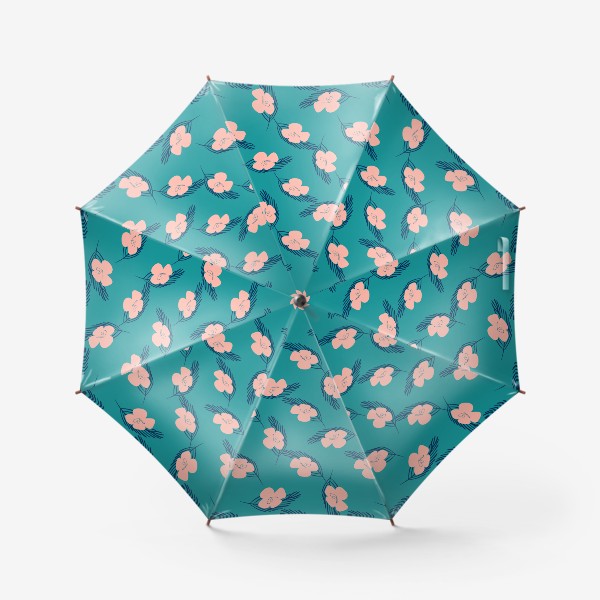Зонт «Розовые цветы и перья»