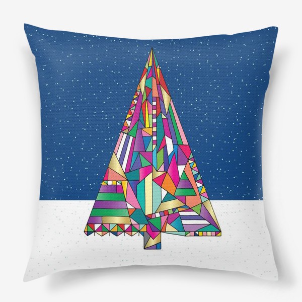 Подушка «Новогодняя елка и снег»