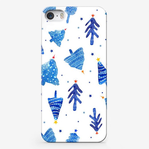 Чехол iPhone «Зимние елки на белом»