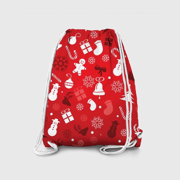 Рюкзак «Новогодний узор на красном фоне»