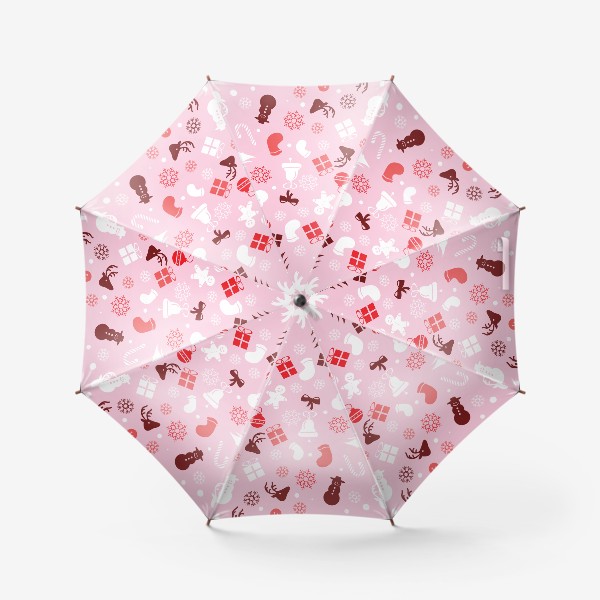 Зонт &laquo;Новогодний узор на розовом фоне&raquo;