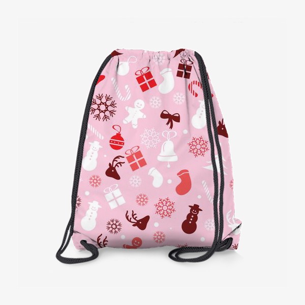 Рюкзак «Новогодний узор на розовом фоне»