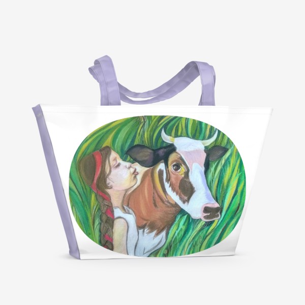 Пляжная сумка «Девочка с коровкой 2021»