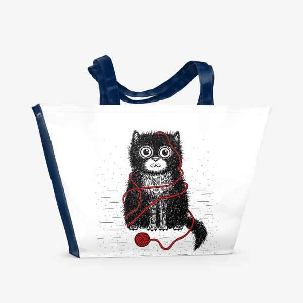 Пляжная сумка «Кот и пряжа»