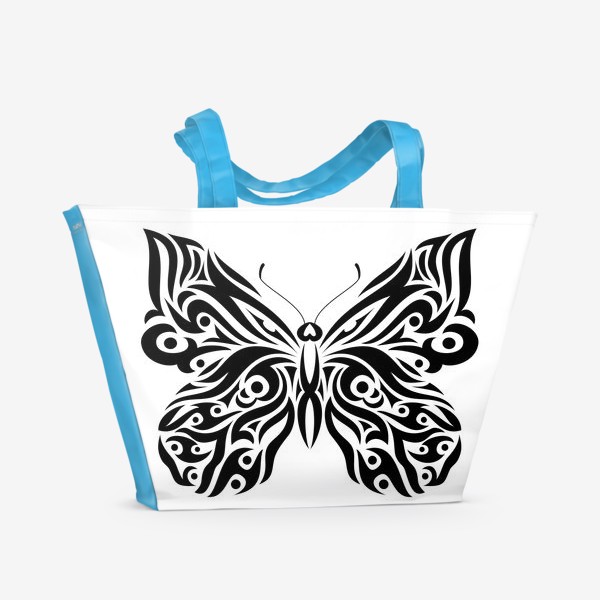 Пляжная сумка «Силуэт бабочки в стиле татуировки»