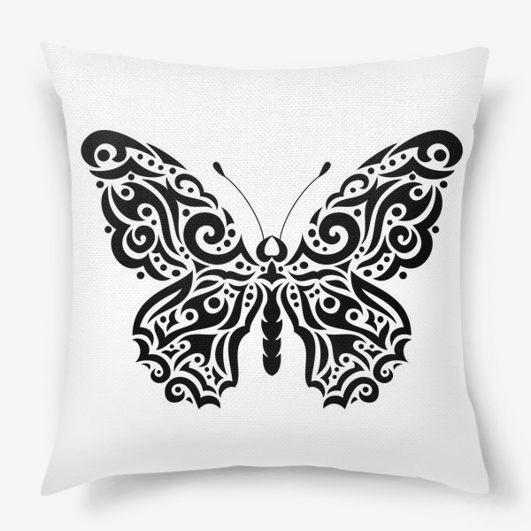 Подушка «Силуэт бабочки в стиле татуировки»