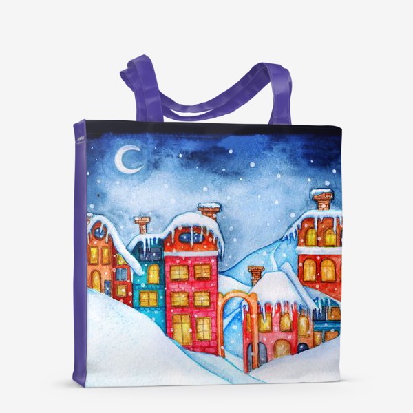 Сумка-шоппер &laquo;Watercolor illustration of a winter city at night.5000&raquo;