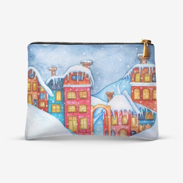 Косметичка «Watercolor illustration of a winter city at night.5000»