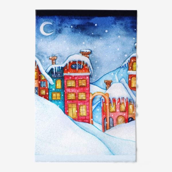 Полотенце «Watercolor illustration of a winter city at night.5000»