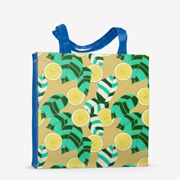 Сумка-шоппер «Лимоны и листья паттерн»