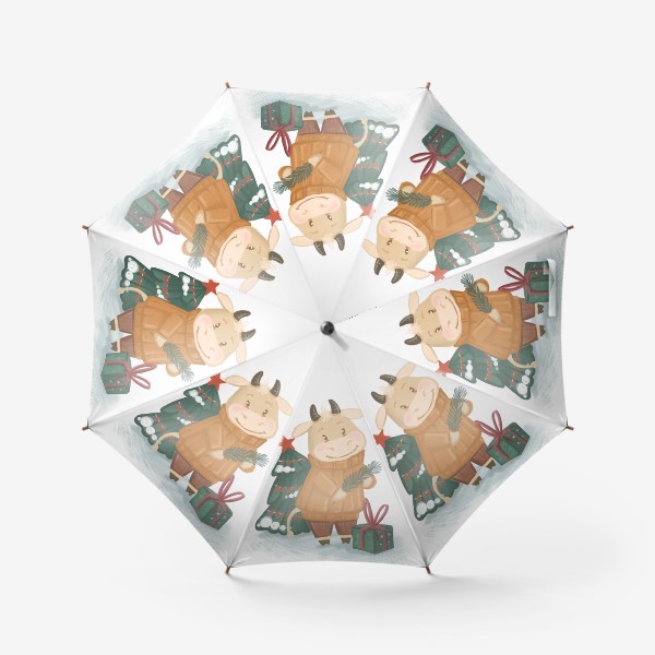 Зонт «Бычок с елочкой Новый Год»