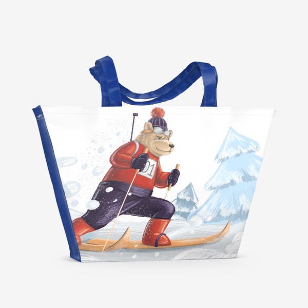 Пляжная сумка «Медведь биатлон»