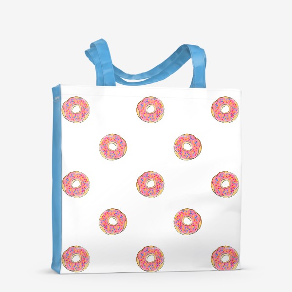 Сумка-шоппер «Сладкий орнамент из пончиков с глазурью. Сладости и десерты на белом фоне»