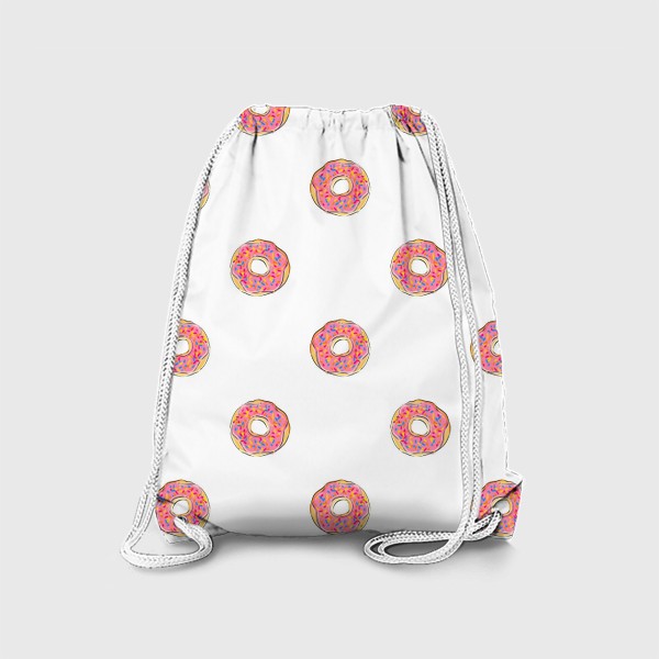 Рюкзак «Сладкий орнамент из пончиков с глазурью. Сладости и десерты на белом фоне»