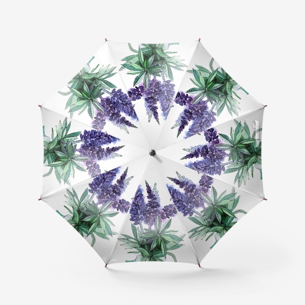 Зонт «Люпины, полевые цветы акварелью»