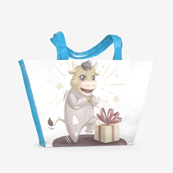 Пляжная сумка «Бык малыш новогодний подарок»
