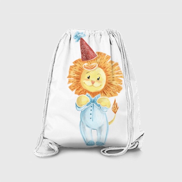 Рюкзак «Львенок малыш в праздничном колпаке»