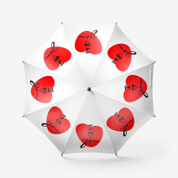 Зонт «Я тебя люблю. С днем Святого Валентина. Красное сердце и красивая надпись»