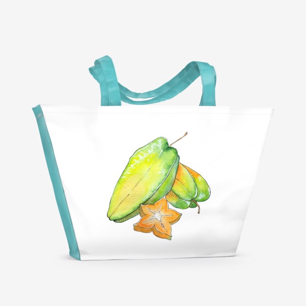 Пляжная сумка &laquo;Экзотические фрукты - Звездный фрукт, Карамбола&raquo;