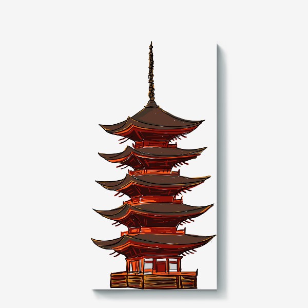 Холст &laquo;Высокая пагода. Восточное традиционное сооружение. Архитектура Китая, Японии, Камбоджи&raquo;