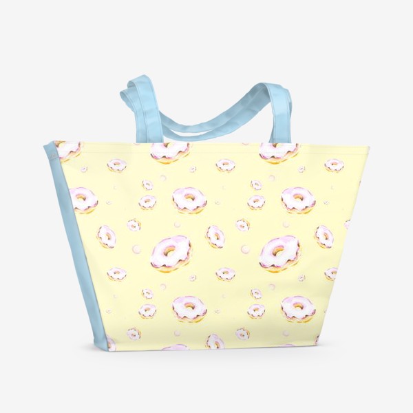 Пляжная сумка «Пончики на желтом (мелкий узор)»