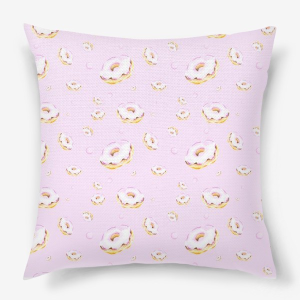 Подушка «Пончики на розовом (мелкий узор)»
