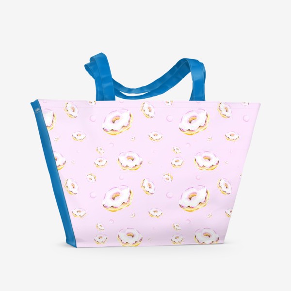 Пляжная сумка «Пончики на розовом (мелкий узор)»