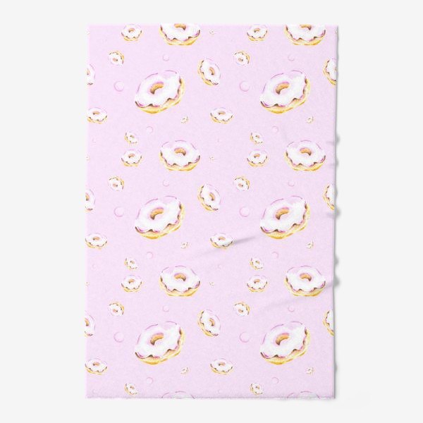 Полотенце «Пончики на розовом (мелкий узор)»