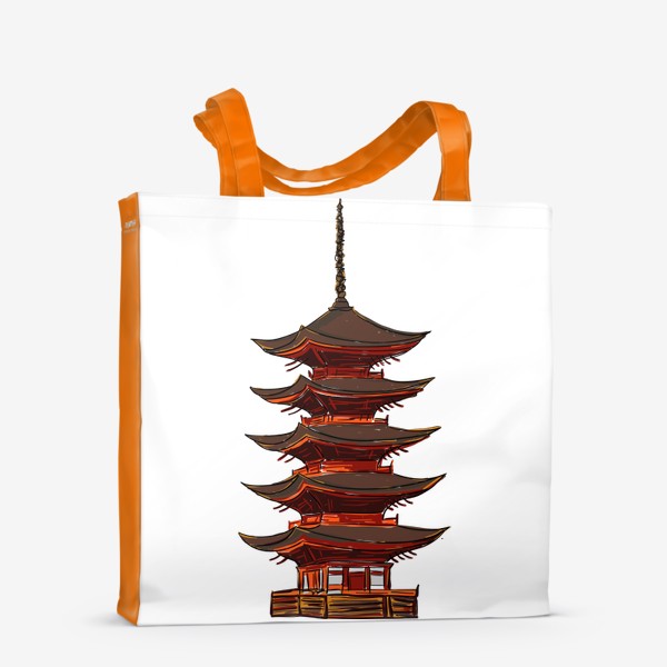 Сумка-шоппер «Высокая пагода. Восточное традиционное сооружение. Архитектура Китая, Японии, Камбоджи»