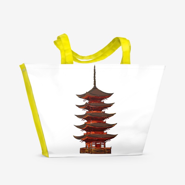 Пляжная сумка «Высокая пагода. Восточное традиционное сооружение. Архитектура Китая, Японии, Камбоджи»