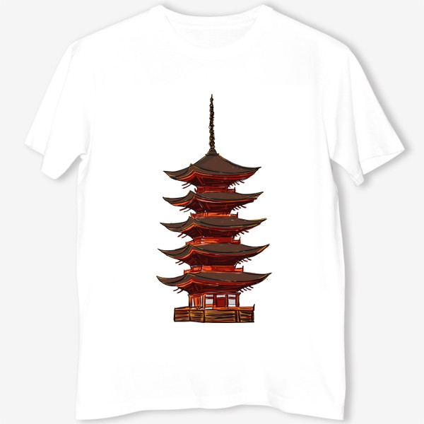 Футболка &laquo;Высокая пагода. Восточное традиционное сооружение. Архитектура Китая, Японии, Камбоджи&raquo;
