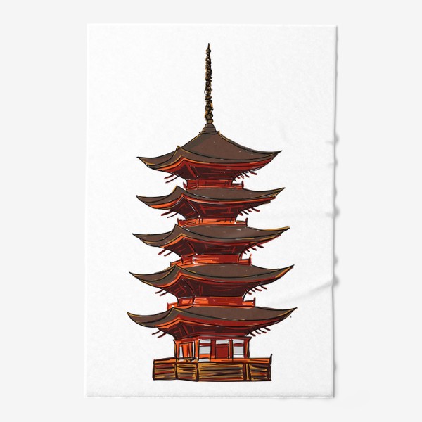 Полотенце &laquo;Высокая пагода. Восточное традиционное сооружение. Архитектура Китая, Японии, Камбоджи&raquo;