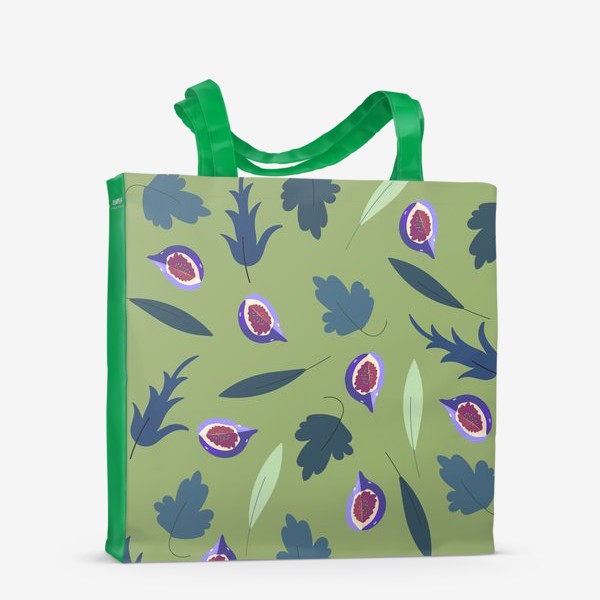 Сумка-шоппер «инжиры и листья на зеленом»