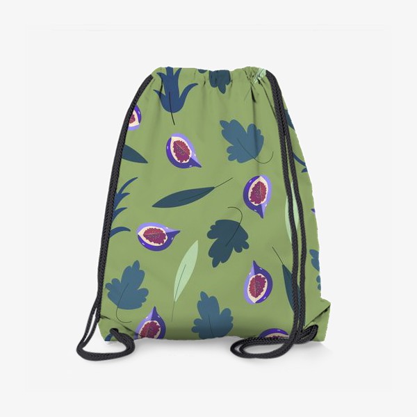 Рюкзак «инжиры и листья на зеленом»