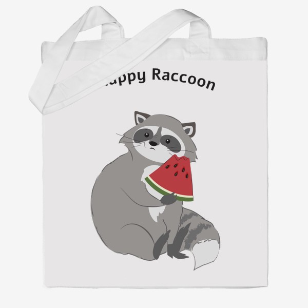 Сумка хб &laquo;Happy raccoon/счастливый енот&raquo;