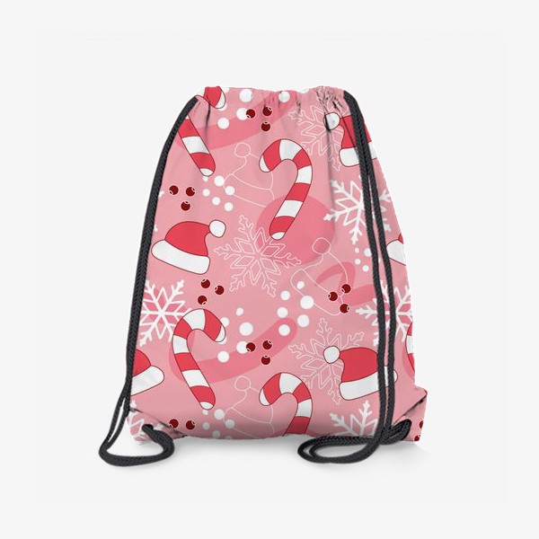 Рюкзак «Новогодний узор розово-красный»