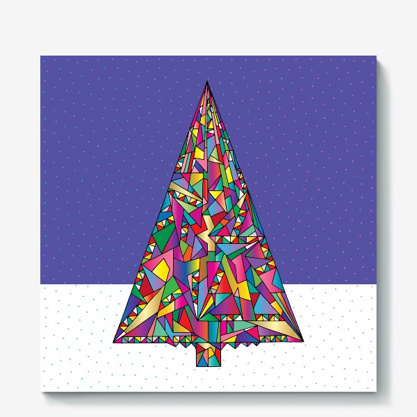 Холст «Новогодняя елка геометрия»